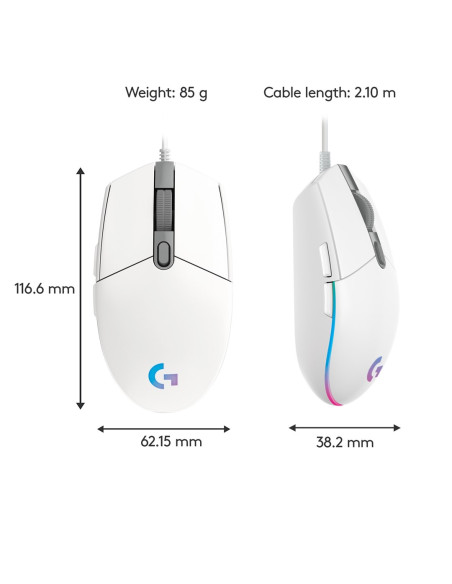 Mysz Gamingowa Logitech G203 Lightsync White (Repack) 2Y