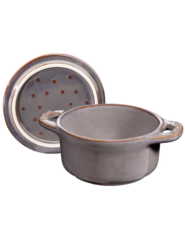 Mini Cocotte Okrągły Staub 40511-998-0 - Antyczny Szary 200 Ml