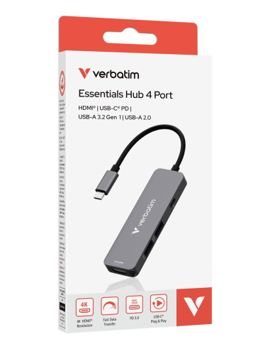 Verbatim 32155 Huby I Koncentratory Usb 3.2 Gen 1 (3.1 Gen 1) Type-C 5000 Mbit/S Szary