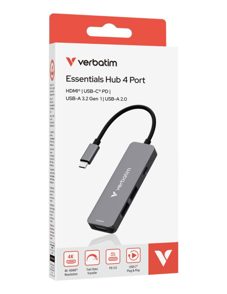 Verbatim 32155 Huby I Koncentratory Usb 3.2 Gen 1 (3.1 Gen 1) Type-C 5000 Mbit/S Szary