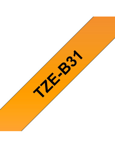 Brother Tze-B31 Taśmy Do Etykietowania Czarny Na Pomarańczowym Fluorescencyjnym