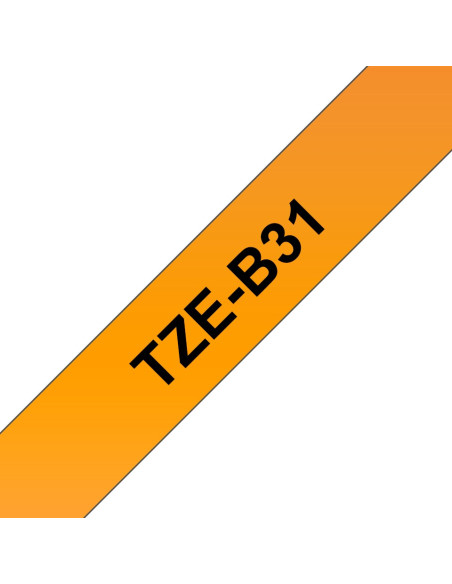 Brother Tze-B31 Taśmy Do Etykietowania Czarny Na Pomarańczowym Fluorescencyjnym