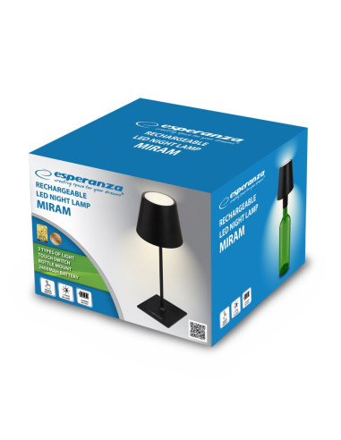 Esperanza Lampka Biurkowa Led Miram Czarna Eld119K