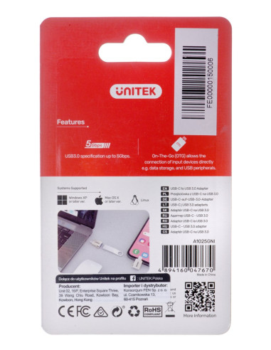 Unitek Adapter Usb-C-Usb-A 3.1 Gen1, M/F, A1025Gni