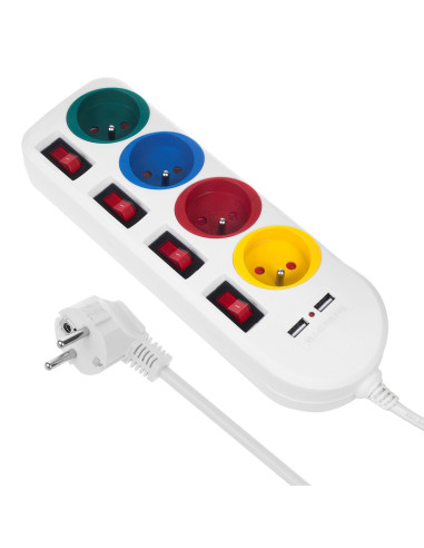 Maclean Listwa Zasilająca 4 Gniazda 2Xusb Mce229W