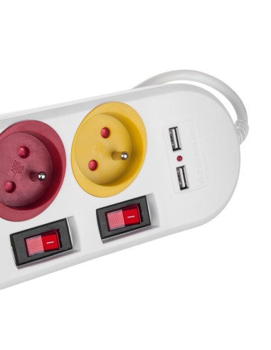 Maclean Listwa Zasilająca 4 Gniazda 2Xusb Mce229W