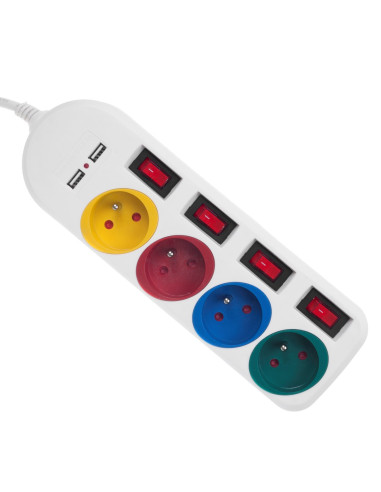 Maclean Listwa Zasilająca 4 Gniazda 2Xusb Mce229W