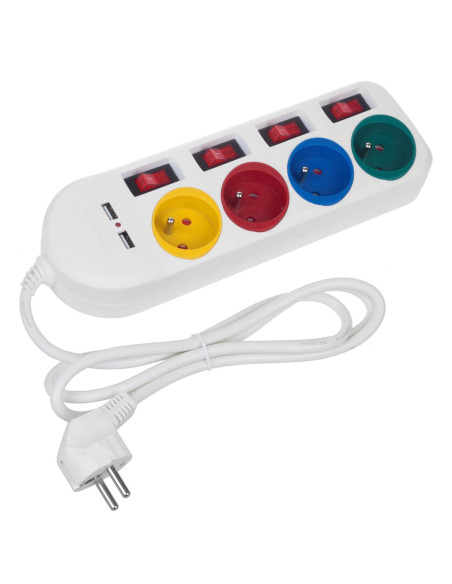 Maclean Listwa Zasilająca 4 Gniazda 2Xusb Mce229W