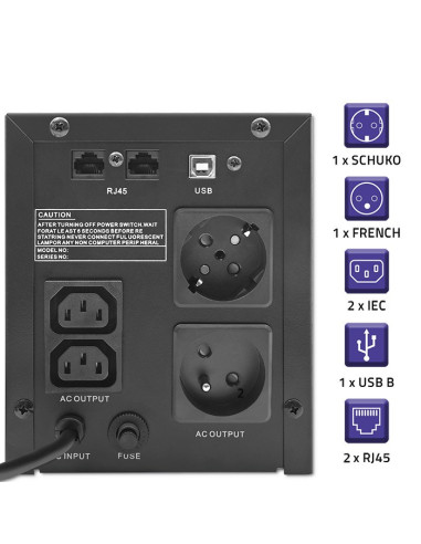 Qoltec Zasilacz Awaryjny Ups Line Interactive | Monolith | 1500Va | 900W | Lcd | Usb