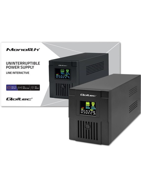 Qoltec Zasilacz Awaryjny Ups Line Interactive | Monolith | 1500Va | 900W | Lcd | Usb