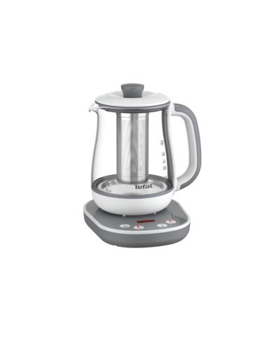 Tefal Czajnik Tastea | Bj551B10 | Czajnik Do Herbaty | 1400 W | 1,5 L | Szkło | Podstawa Obrotowa 360° | Szary/Biały