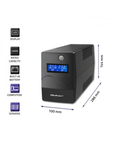 Qoltec Zasilacz Awaryjny Ups 650Va | 360W | Lcd | Usb | Rj45