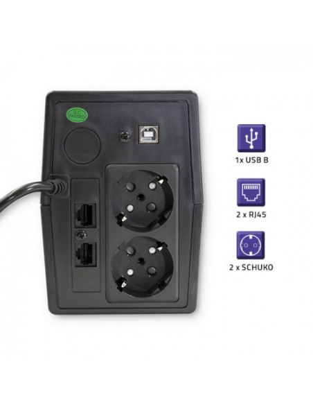 Qoltec Zasilacz Awaryjny Ups 650Va | 360W | Lcd | Usb | Rj45