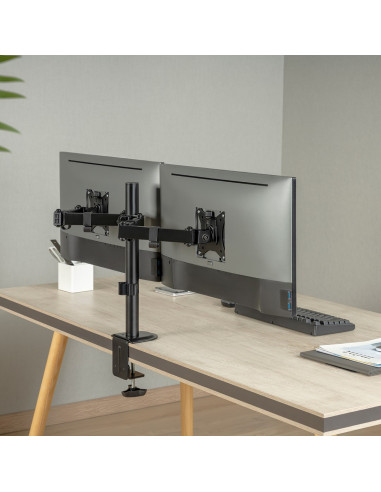 Uchwyt Biurkowy Na 2 Monitory Maclean, Vesa 75X75 Oraz 100X100, 17-32", 2X 9Kg, Mc-754N