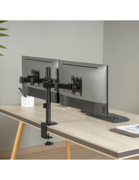 Uchwyt Biurkowy Na 2 Monitory Maclean, Vesa 75X75 Oraz 100X100, 17-32", 2X 9Kg, Mc-754N