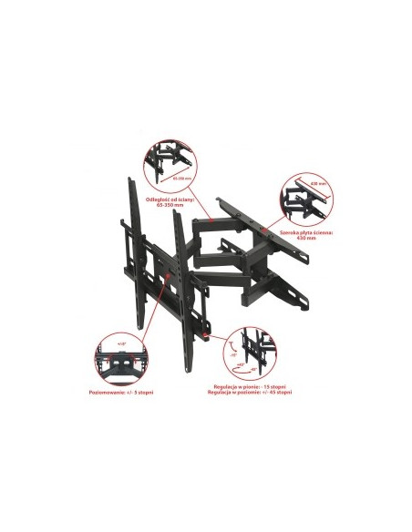 Uchwyt Ścienny Do Telewizora Art Ux150 (Obrotowy, Ścienne, Uchylny - 60"  Max. 45Kg)