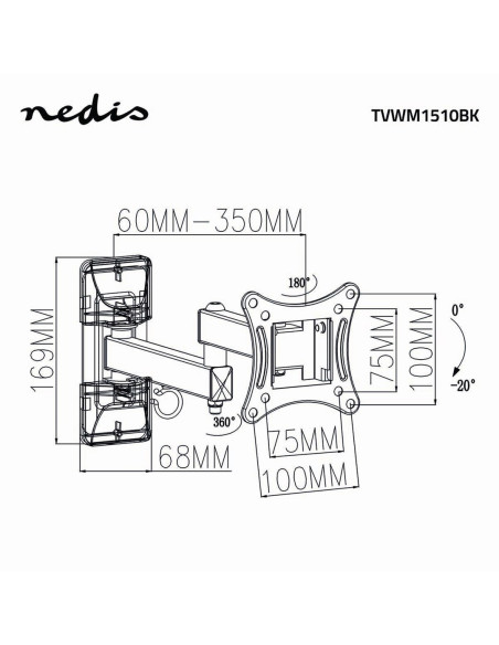 Nedis Tvwm1510Bk Uchwyt Do Telewizorów 68,6 Cm (27") Czarny
