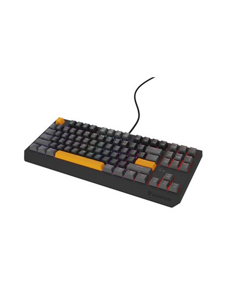 Genesis Thor 230 Tkl Klawiatura Gaming Usb + Rf Wireless + Bluetooth Qwerty Czarny, Szary, Pomarańczowy