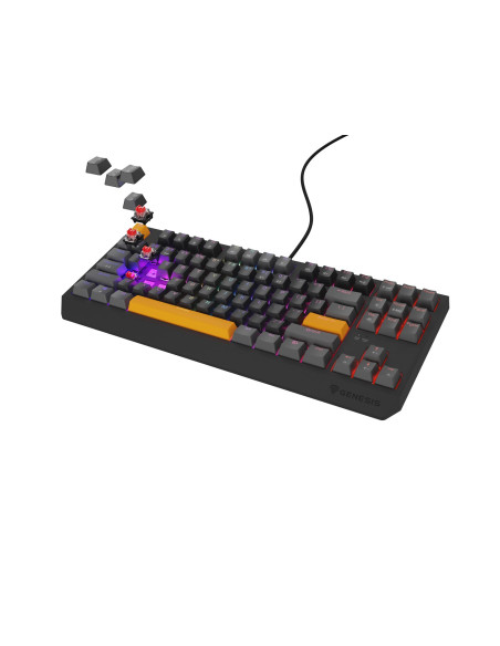 Genesis Thor 230 Tkl Klawiatura Gaming Usb + Rf Wireless + Bluetooth Qwerty Czarny, Szary, Pomarańczowy