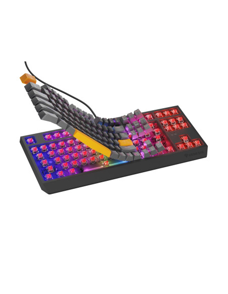 Genesis Thor 230 Tkl Klawiatura Gaming Usb + Rf Wireless + Bluetooth Qwerty Czarny, Szary, Pomarańczowy