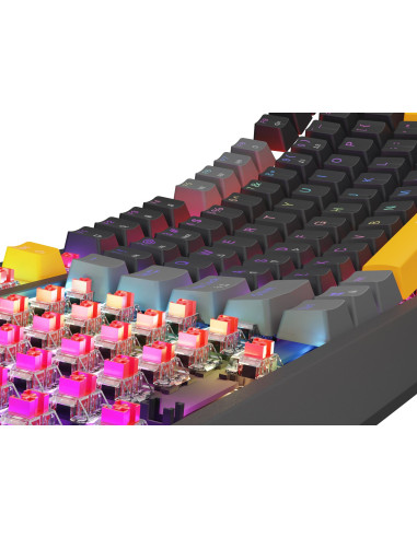 Genesis Thor 230 Tkl Klawiatura Gaming Usb + Rf Wireless + Bluetooth Qwerty Czarny, Szary, Pomarańczowy