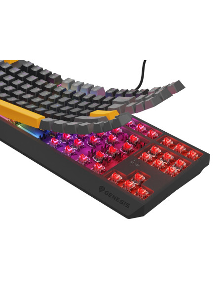 Genesis Thor 230 Tkl Klawiatura Gaming Usb + Rf Wireless + Bluetooth Qwerty Czarny, Szary, Pomarańczowy