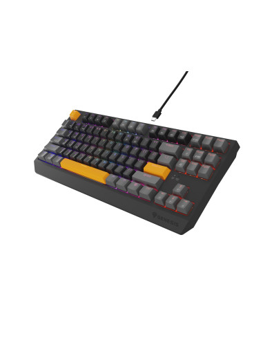 Genesis Thor 230 Tkl Klawiatura Gaming Usb + Rf Wireless + Bluetooth Qwerty Czarny, Szary, Pomarańczowy