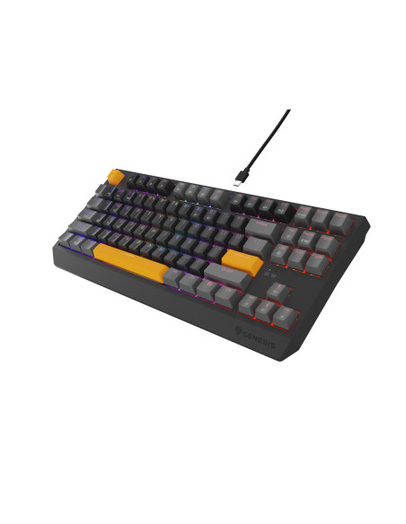 Genesis Thor 230 Tkl Klawiatura Gaming Usb + Rf Wireless + Bluetooth Qwerty Czarny, Szary, Pomarańczowy