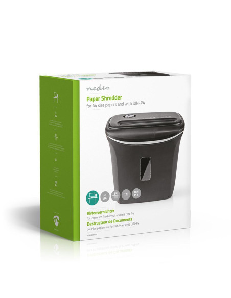 Niszczarka Do Papieru Nedis 12L Din P-4 190W Czarna