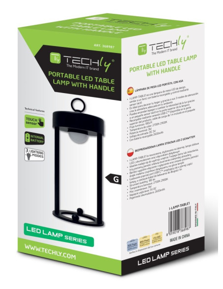 Techly I-Lamp-Table1 Lampa Stołowa Niewymienialne Źródło Światła 3 W Led Czarny