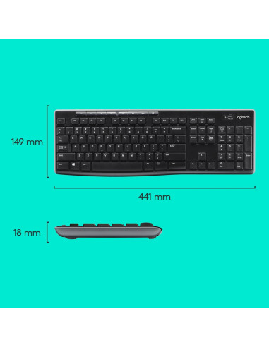 Klawiatura Membranowa Logitech Mk270 920-004508 (Usb (Radio 2.4 Ghz)  Kolor Czarny)