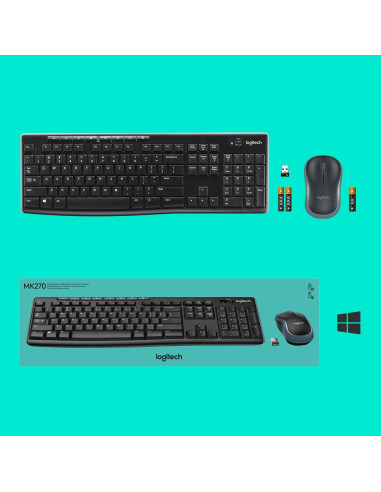 Klawiatura Membranowa Logitech Mk270 920-004508 (Usb (Radio 2.4 Ghz)  Kolor Czarny)
