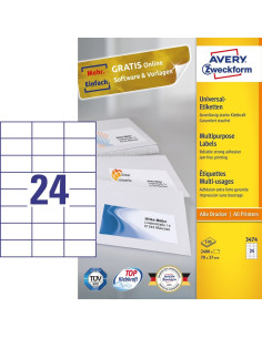 Avery 3474 Samoprzylepne Etykiety Prostokąt Na Stałe Biały 2400 Szt.