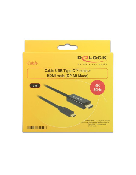 Delock 85259 Adapter Kablowy 2 M Usb Type-C Hdmi Czarny