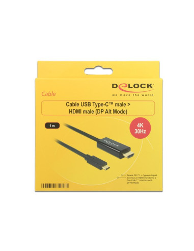 Delock 85258 Adapter Kablowy 1 M Usb Type-C Hdmi Czarny