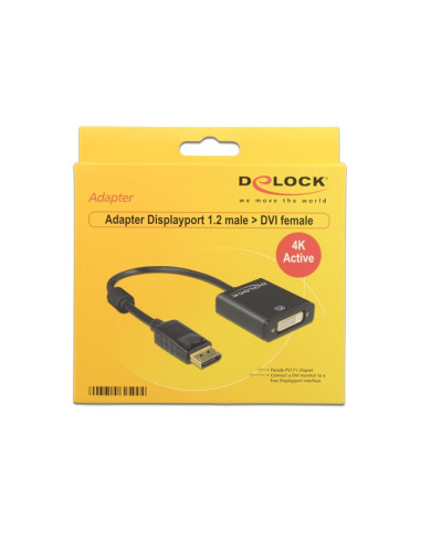Delock 62599 Adapter Kablowy 0,2 M Displayport Dvi-I Czarny