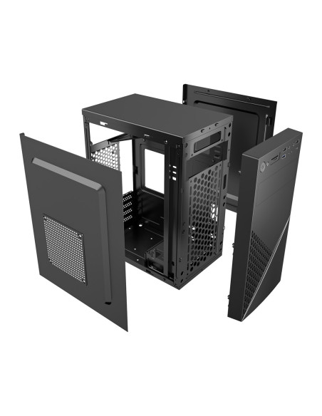 Gembird Obudowa Fornax K170 Mini-Tower (1X Usb 3.1, 2X Usb 2.0, 1X Usb Typ-C, Czytnik Kart, 2X Minijack) Czarna