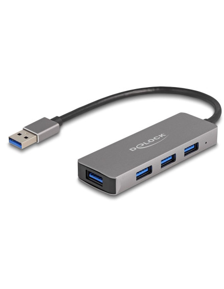 Delock 4-Portowy Koncentrator Usb 5 Gbps Ze Złączem Usb Typu-A — Z Boku Porty Usb Typu-A