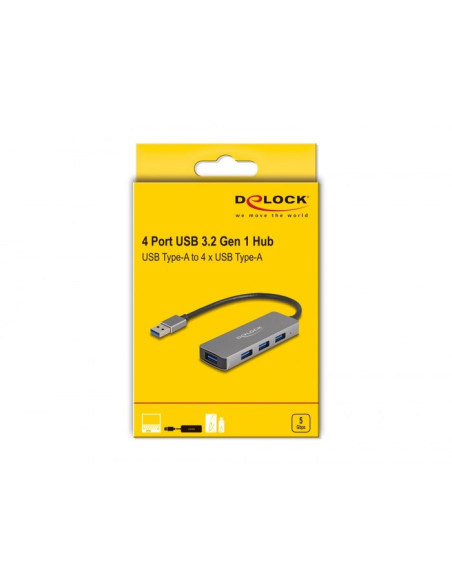 Delock 4-Portowy Koncentrator Usb 5 Gbps Ze Złączem Usb Typu-A — Z Boku Porty Usb Typu-A