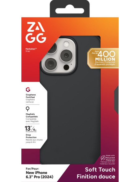 Zagg Manhattan Snap Pokrowiec Na Telefon Komórkowy 16 Cm (6.3") Czarny