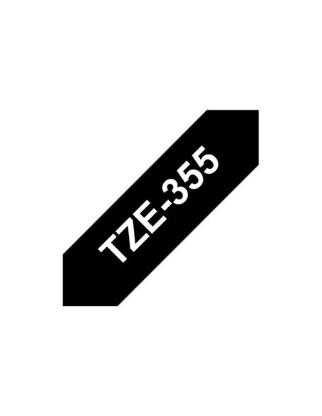 Brother Tze-355 Taśmy Do Etykietowania Biały Na Czarnym