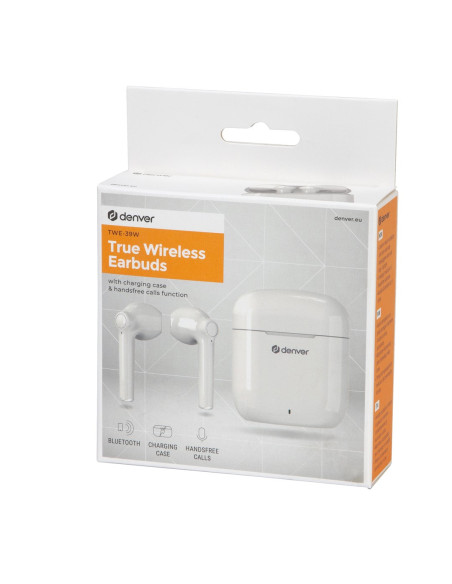 Denver Twe-39W Słuchawki/Zestaw Słuchawkowy True Wireless Stereo (Tws) Douszny Połączenia/Muzyka Bluetooth Biały