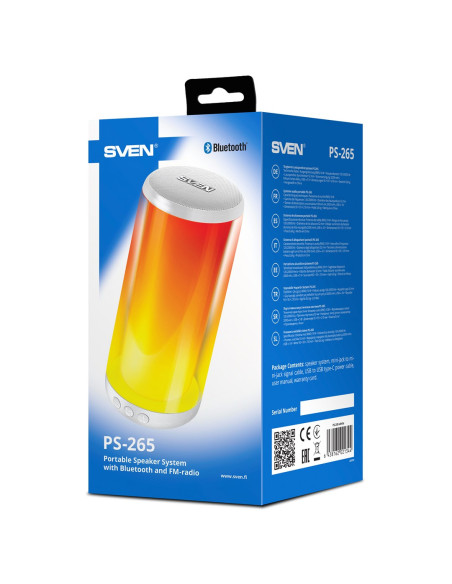Sven Ps-265 Głośnik Przenośny / Imprezowy Głośnik Mono Przenośny Biały 10 W