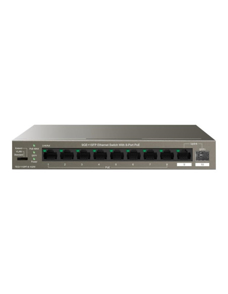 Tenda Teg1110Pf-8-120W Łącza Sieciowe Nie Zarządzany Gigabit Ethernet (10/100/1000) Obsługa Poe Czarny