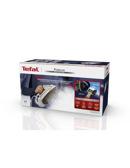 Żelazko Parowe Tefal Fv8042E0 Ultimate Pure, 2900 W, Pojemność Zbiornika Na Wodę 270 Ml, Ciągła Para 50 G/Min, Wydajność Silnego
