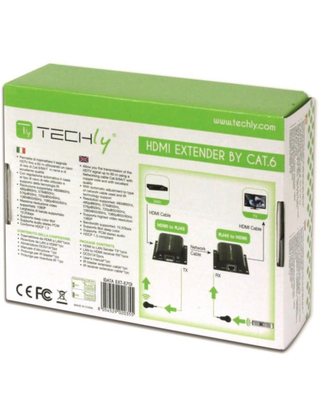 Techly Idata Ext-E70I Przedłużacz Av Nadajnik I Odbiornik Av Czarny