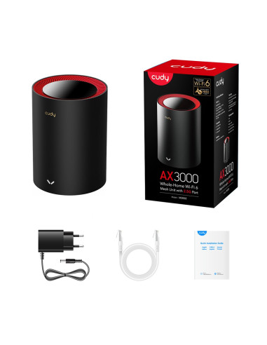 Cudy M3000 Dual-Band (2.4 Ghz/5 Ghz) Wi-Fi 6 (802.11Ax) Czarny, Czerwony 1 Wewnętrzny