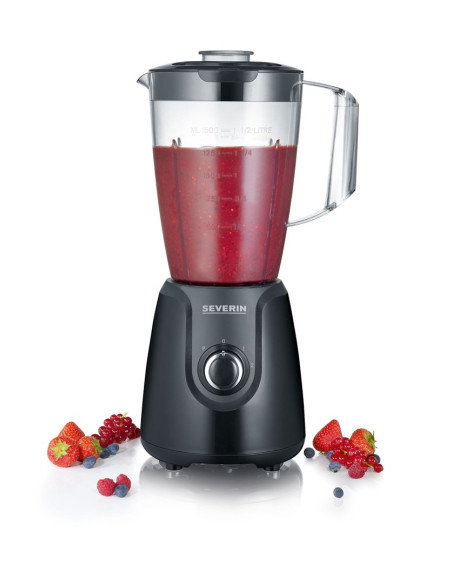 Severin Mikser Kielichowy Czarny Poj. 1,5 L Z Tritanu, 2 Stopnie Prędkości, Wyjmowane 4-Listne Ostrze Ze Stali, 600W Sm 3707
