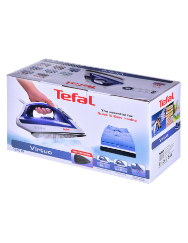 Tefal Virtuo Fv1711 Żelazko Żelazko Parowe Stopa Durilium 1800 W Fioletowy, Biały