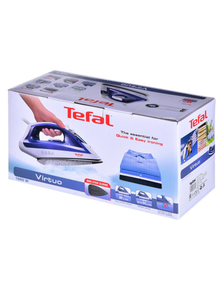 Tefal Virtuo Fv1711 Żelazko Żelazko Parowe Stopa Durilium 1800 W Fioletowy, Biały